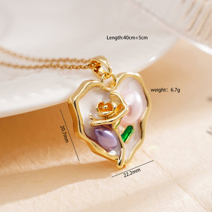 Women's High-grade Drop Oil Rose Heart Simple Necklaces