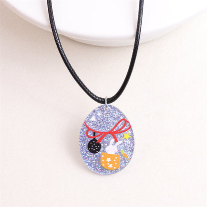 Egg Rabbit Colorful Printed Acrylic Personality Necklaces