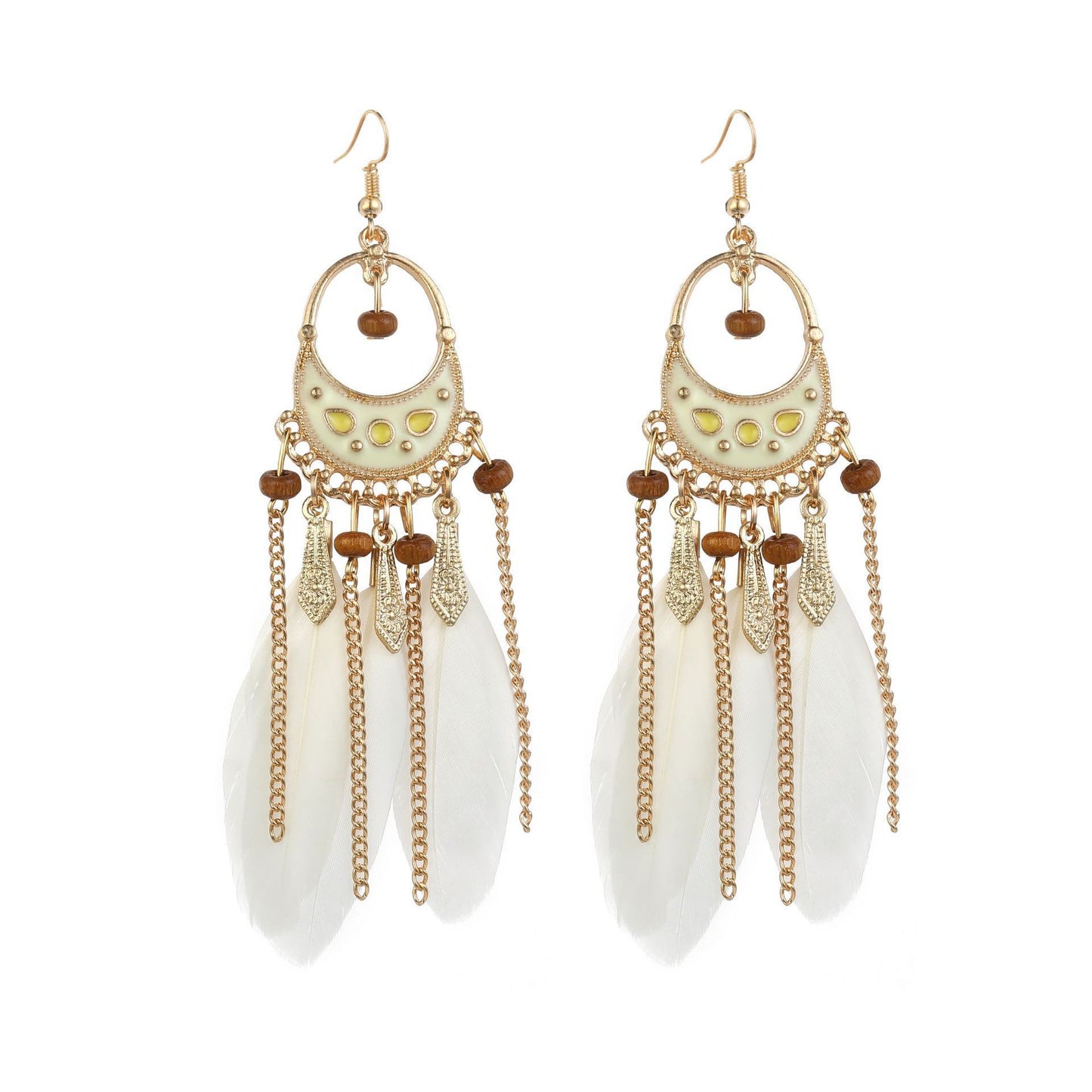 Ethnic Style Long Feather Temperamental Tassels Personality Earrings