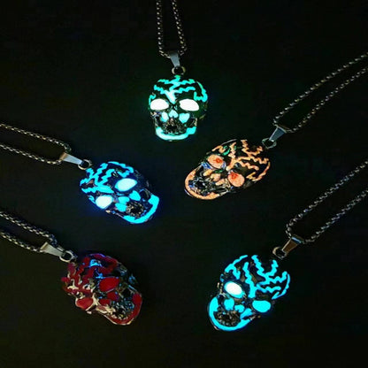 Men's Glowing Skull Long Hip Hop Noctilucent Pendants