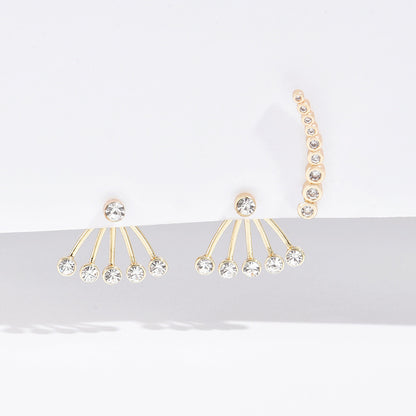 Luxury Gradient Rhinestone Ear Clip Fashion Earrings