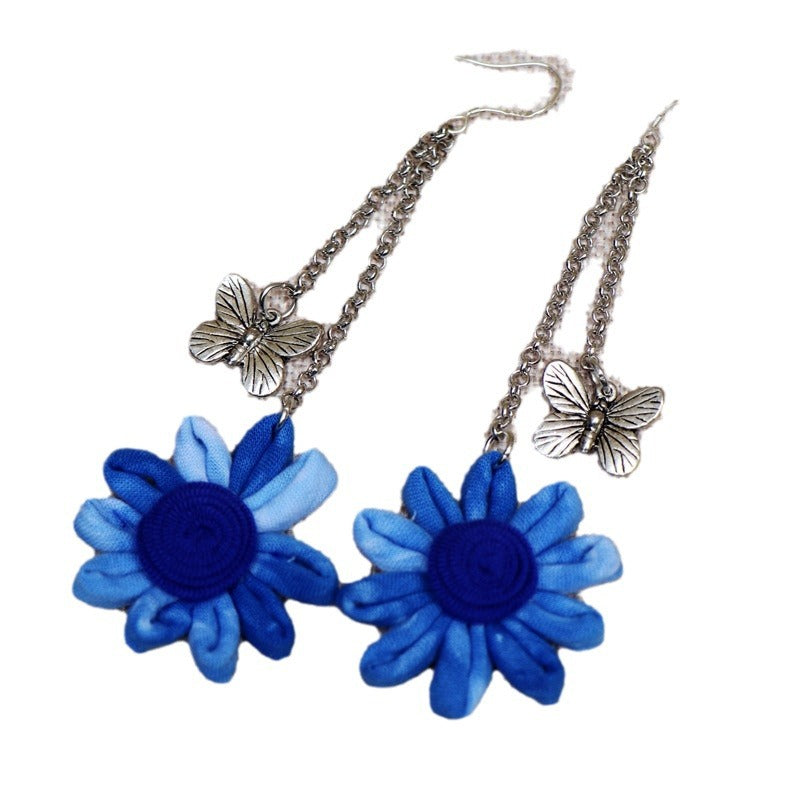 National Fashion Dali Female Blue Dyed Earrings