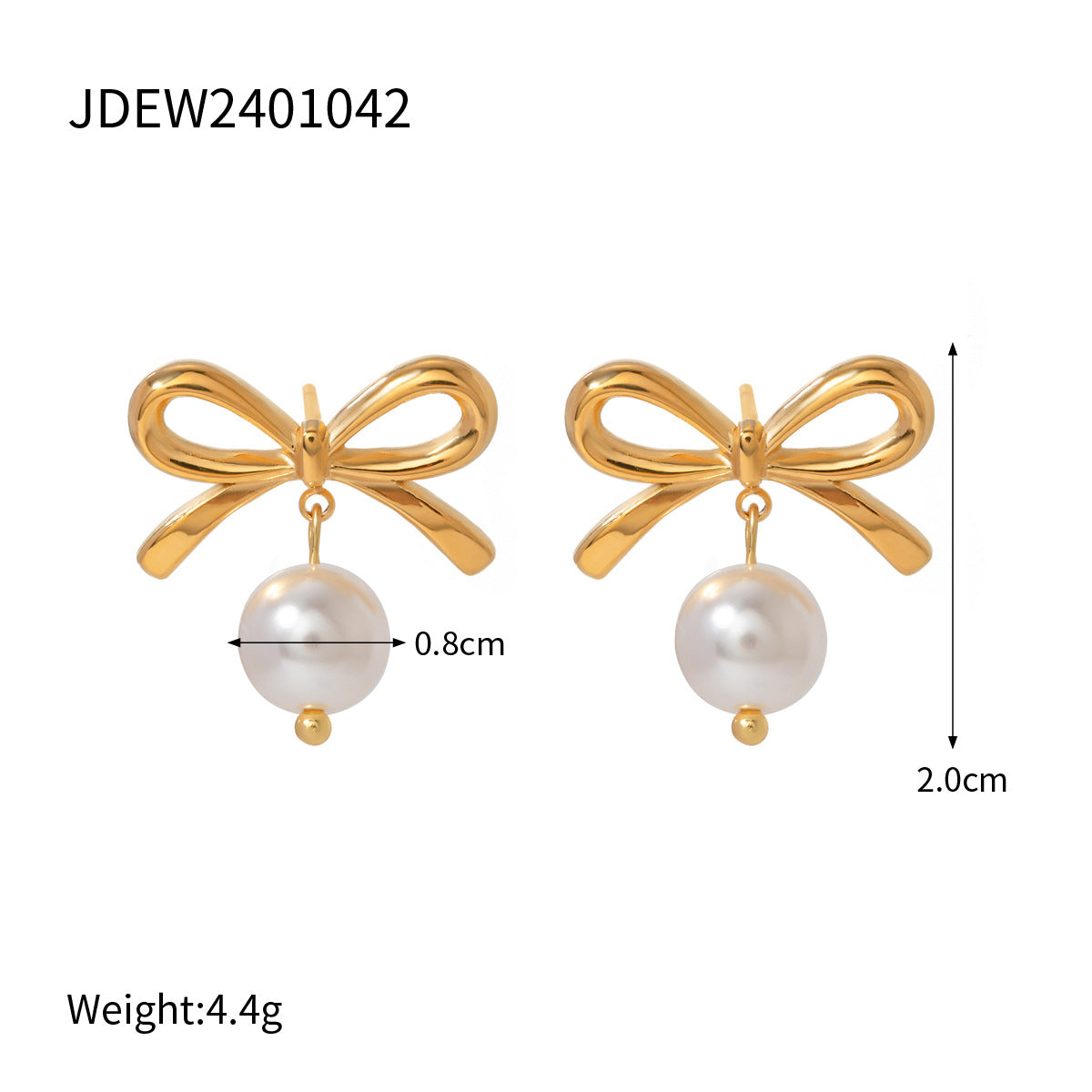 Unique Gold-plated Stainless Steel Bow Pearl Earrings