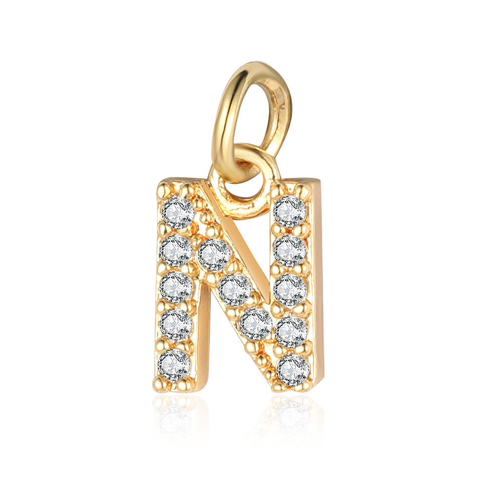 English Letters Copper Zircon Ornaments Accessories Yellow Gold Pendants