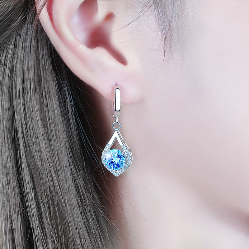 Women's Long Eardrops Korean Style Simple Zircon Earrings