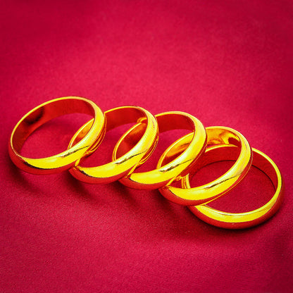 Women's & Men's Vietnam Placer Gold Glossy Fashion Couple Rings