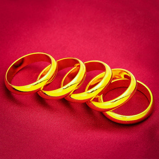 Women's & Men's Vietnam Placer Gold Glossy Fashion Couple Rings