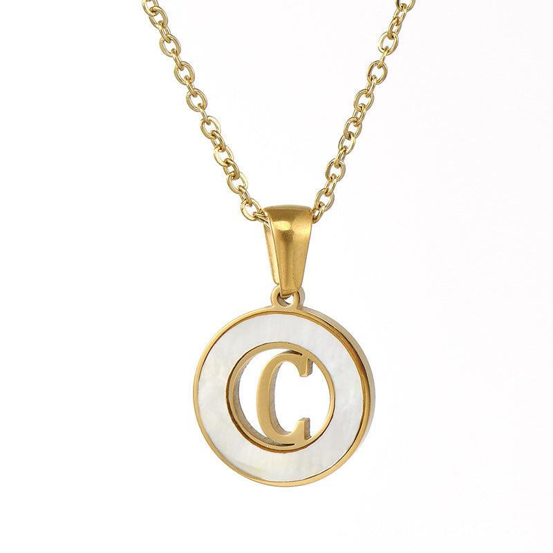 Hollow Titanium Steel Metal English Letter Female Necklaces