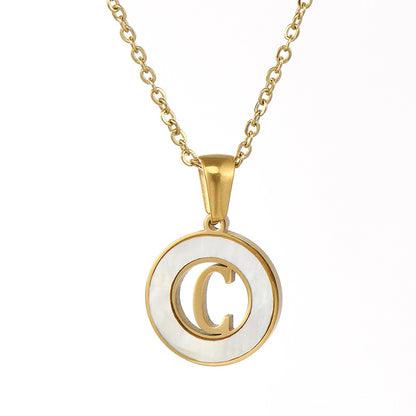 Hollow Titanium Steel Metal English Letter Female Necklaces