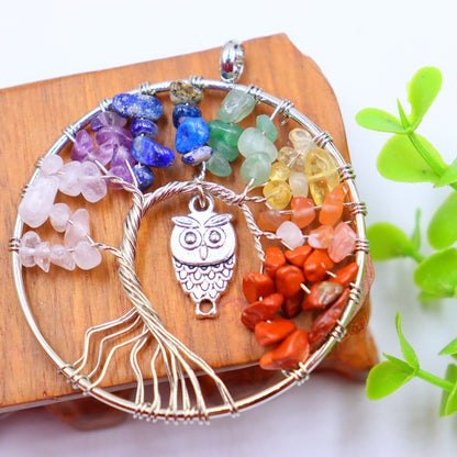 Natural Crystal Gravel Winding Colorful Tree Of Pendants