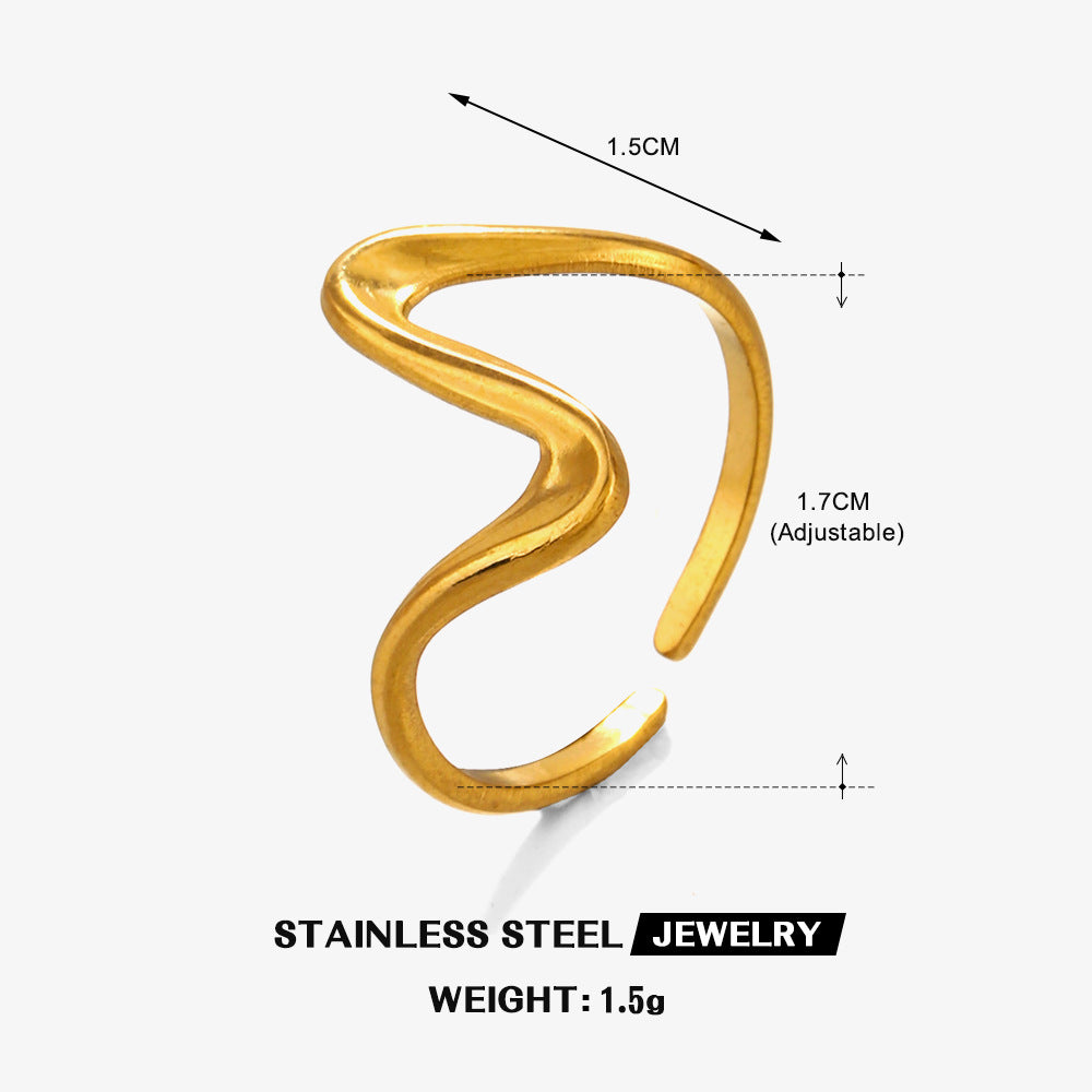 Stainless Steel Popular Line Simple Style Small Exquisite Open Rings