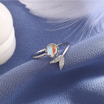 Female Aquamarine Moonstone Light Luxury Temperament Rings