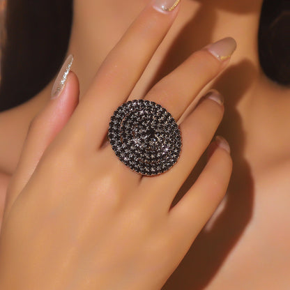 Round Rhinestone Female Beautiful Shining Full Rings