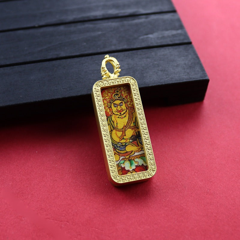 Square Birth Buddha Yellow God Of Wealth Green Tara Pendants