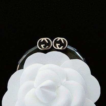 Women's & Men's Quality Collection Trending Rhinestone Letters Sier Earrings