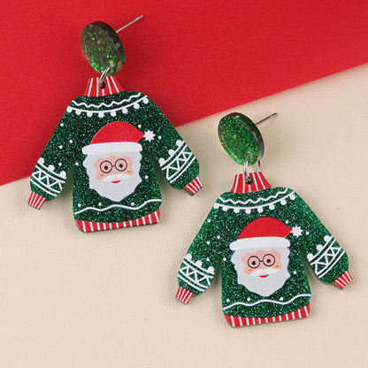 Women's Sweater Christmas Snowflake Santa Claus Cartoon Earrings