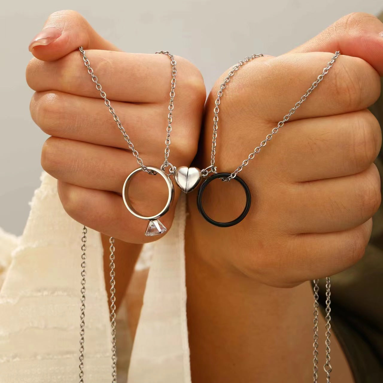 Simple Romantic Diamond Magnetic Love Suit Necklaces