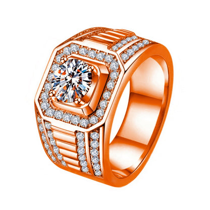 Plated Domineering Full Diamond Business Man's Rings