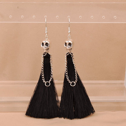 Women's Halloween Skull Tassel Hanging Punk For Earrings