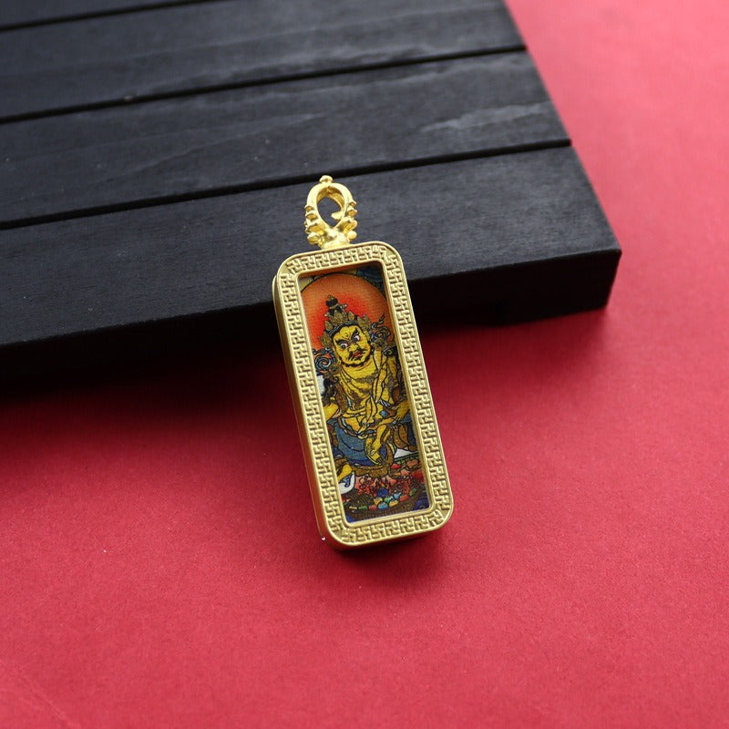 Square Birth Buddha Yellow God Of Wealth Green Tara Pendants