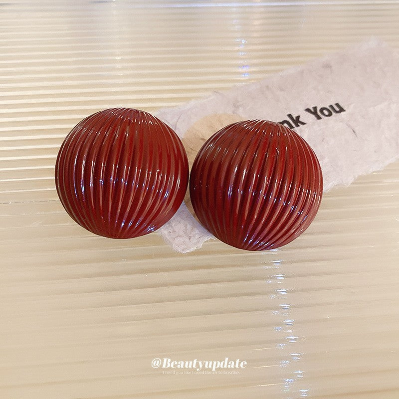 Gold Electroplated Sier Needle Red Dripping Earrings