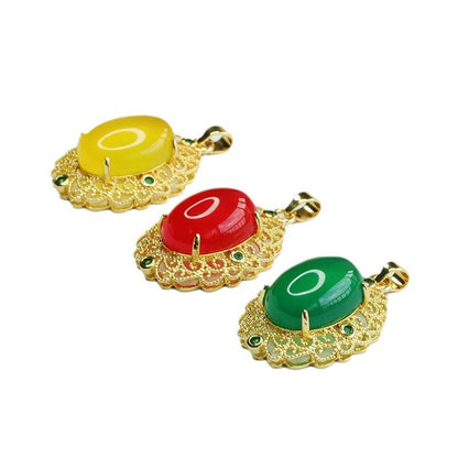 Women's Agate Yellow Green Chalcedony Palace Style Pendants