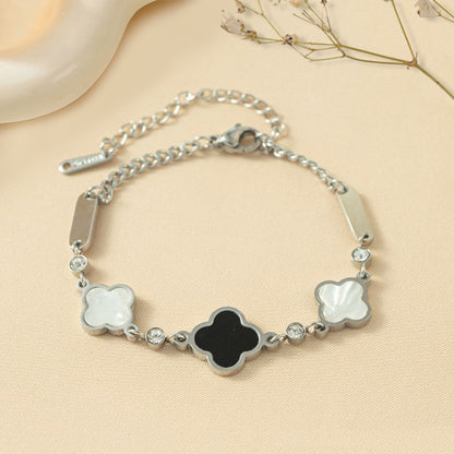 Full Body Titanium Steel Clover Light Luxury Exquisite Trendy Bracelets