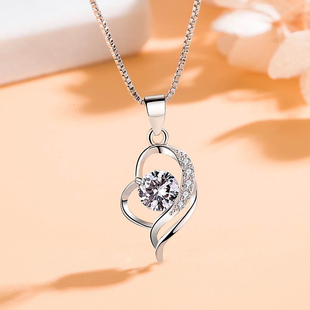 Popular Sier-plated Soft For Temperament Heart-shaped Pendants