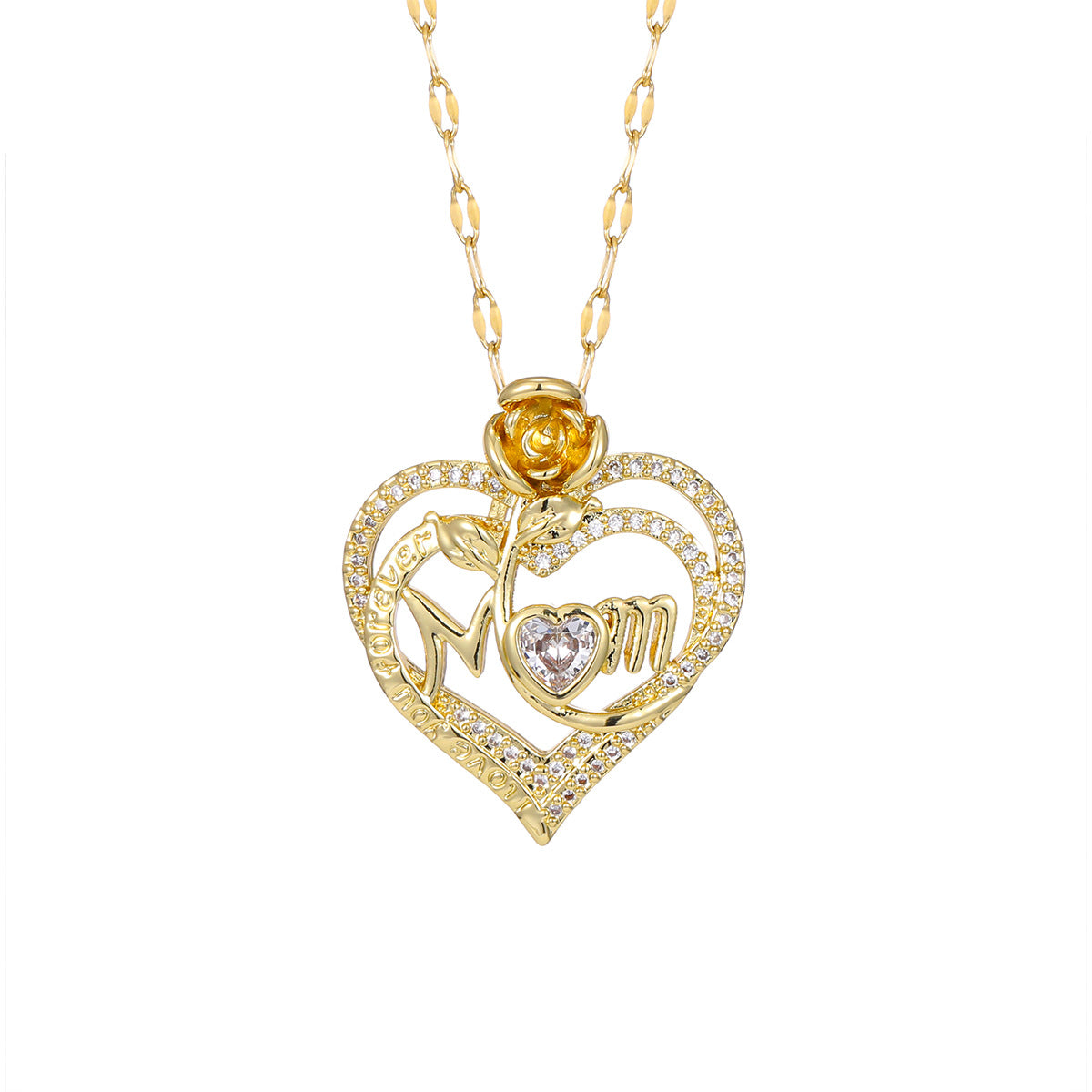 Fashion Elegant Rose Love Heart Mother's Pendants