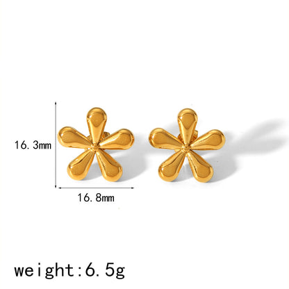 Gold Flower Female Niche Exaggerated Stainless Earrings