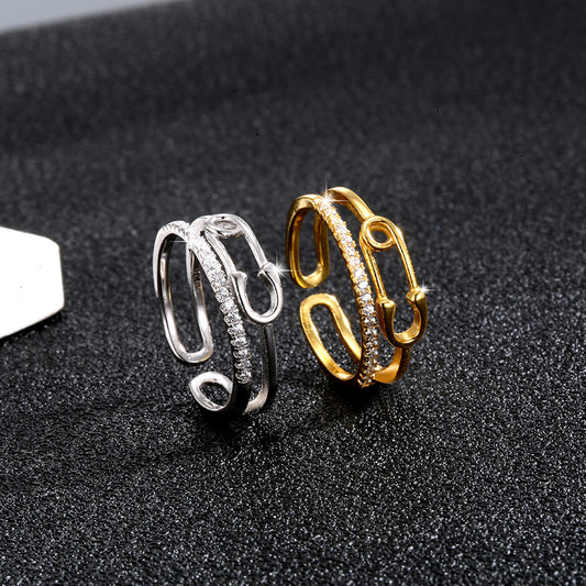 Women's Sterling Sier Pin High-grade Clip Shape Rings