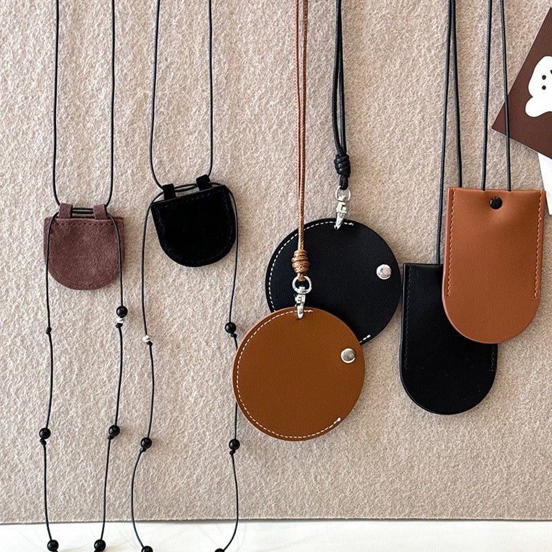 Women's Leather Long Earphone Bag Halter Portable Key Necklaces