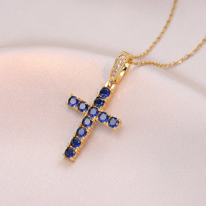 Female Style Ornament Zircon Niche Cross Necklaces