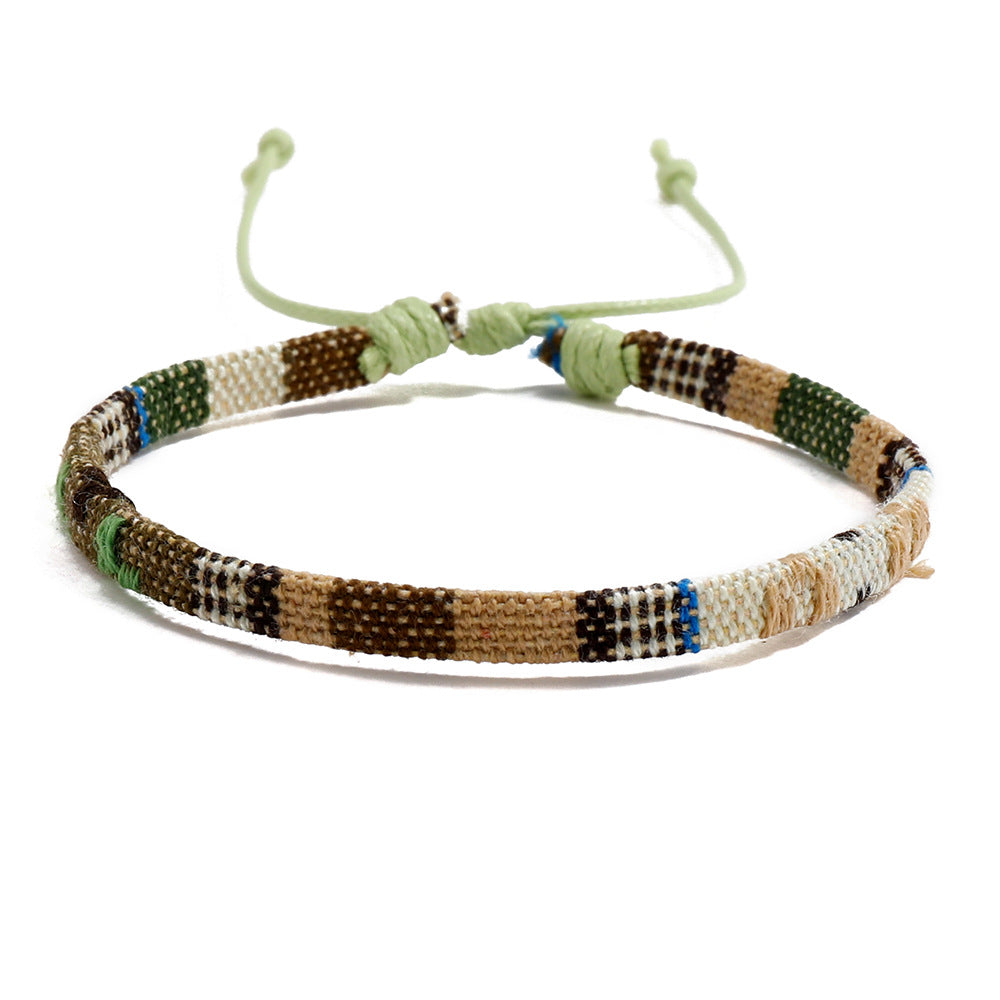 Colorful Bohemian Style Cotton Linen Fabric Woven Bracelets