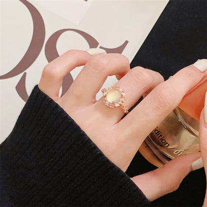 Women's Chalcedony Light Luxury Full Rhinestone Zircon Rings