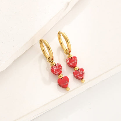 Women's Heart-shaped Natural Stone For One Style Earrings