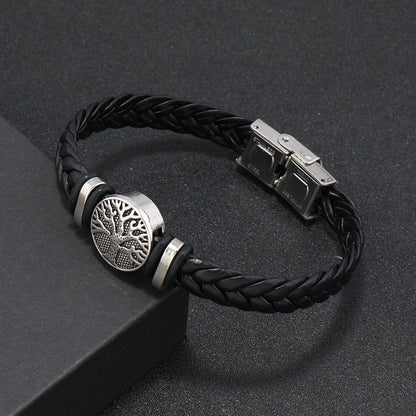 Men's Buckle Jewelry Personality Peace Tree Leather Lucky Gift Bracelets