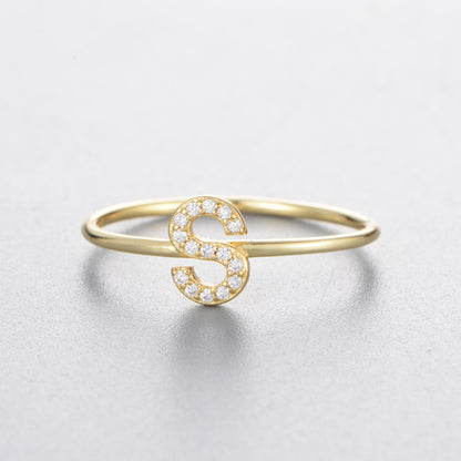 Women's Sier Zircon With English Letters Simple Rings