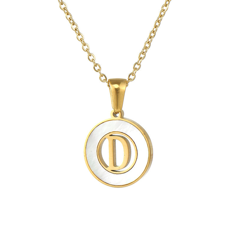 Hollow Titanium Steel Metal English Letter Female Necklaces