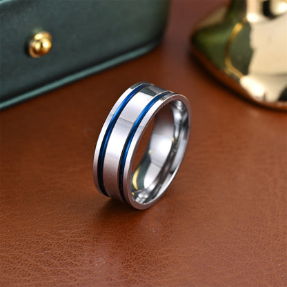 Men's Two-tone Double Line Matching Ornament Tail Rings