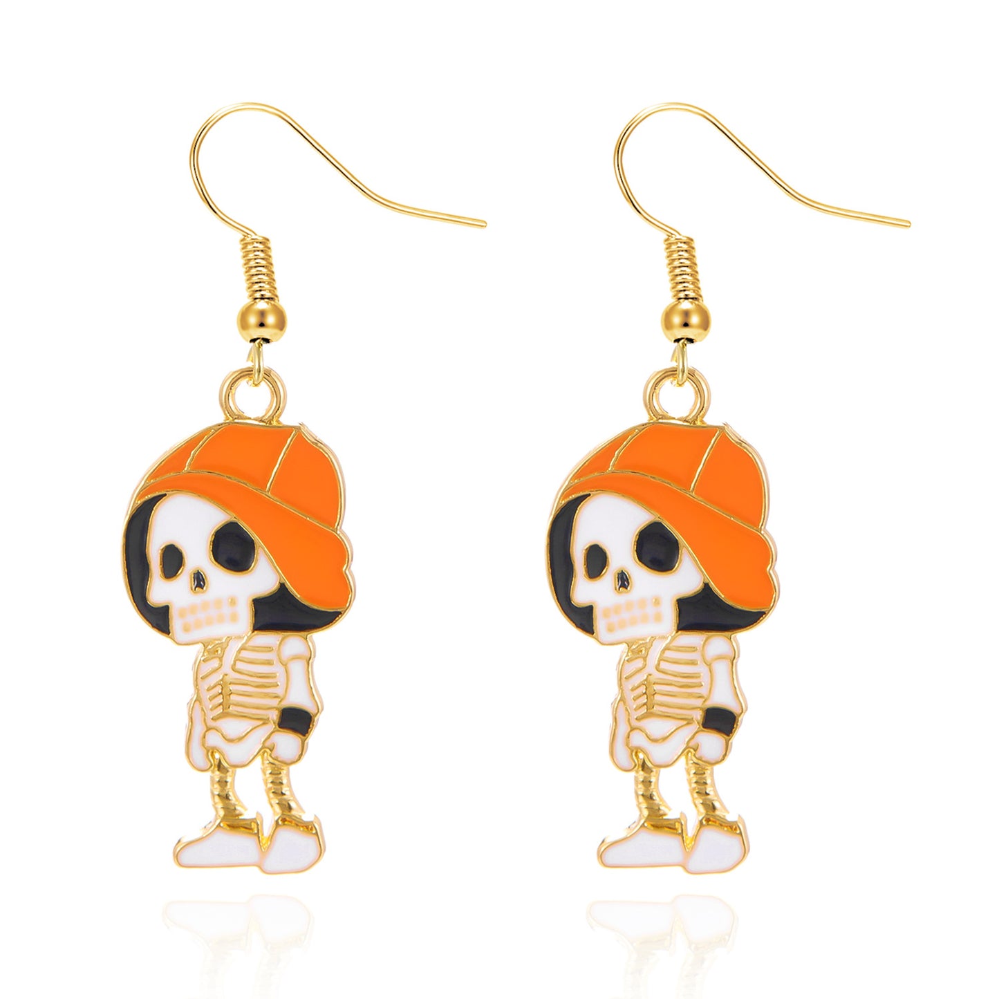 Halloween Fashion Creative Painting Oil Flower Skull Earrings