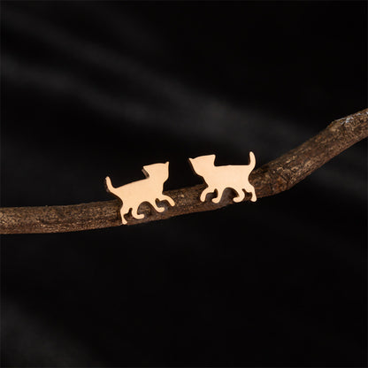 Stainless Steel Cute Simple Cartoon Animal Earrings