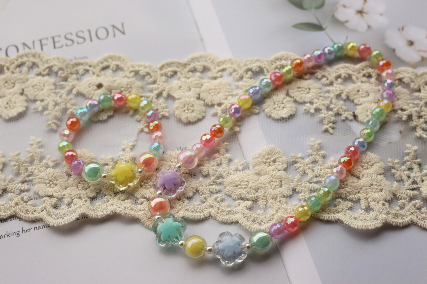 Korean Style Shiny Transparent Flower Candy Color Necklaces