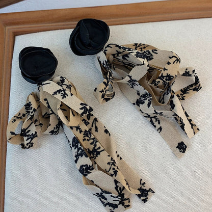 Women's Seaside Vacation Style Floral Ribbon Fabric Earrings