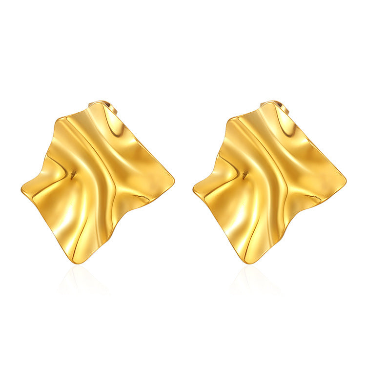 Women's Retro Stainless Steel Gold-plated Niche Design Irregular Earrings