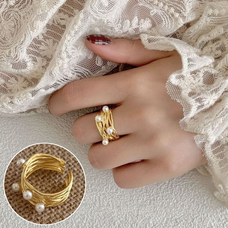 Line Cross Cord For Braiding Female Simple Irregular Wide Rings