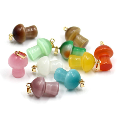 Natural Stone Small Mushroom Three-dimensional Crystal Pendants