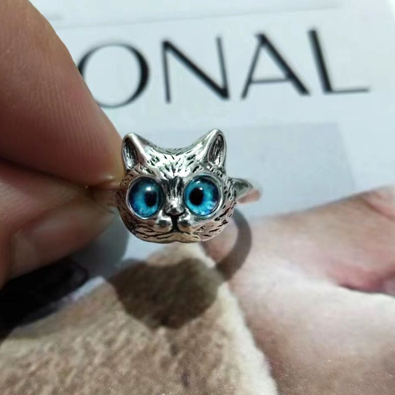 Monster Black Cat Funny Big Eyes Rings