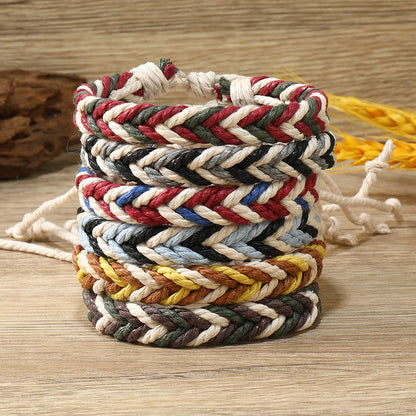 Men's Popular University Style Cotton String Woven Bracelets