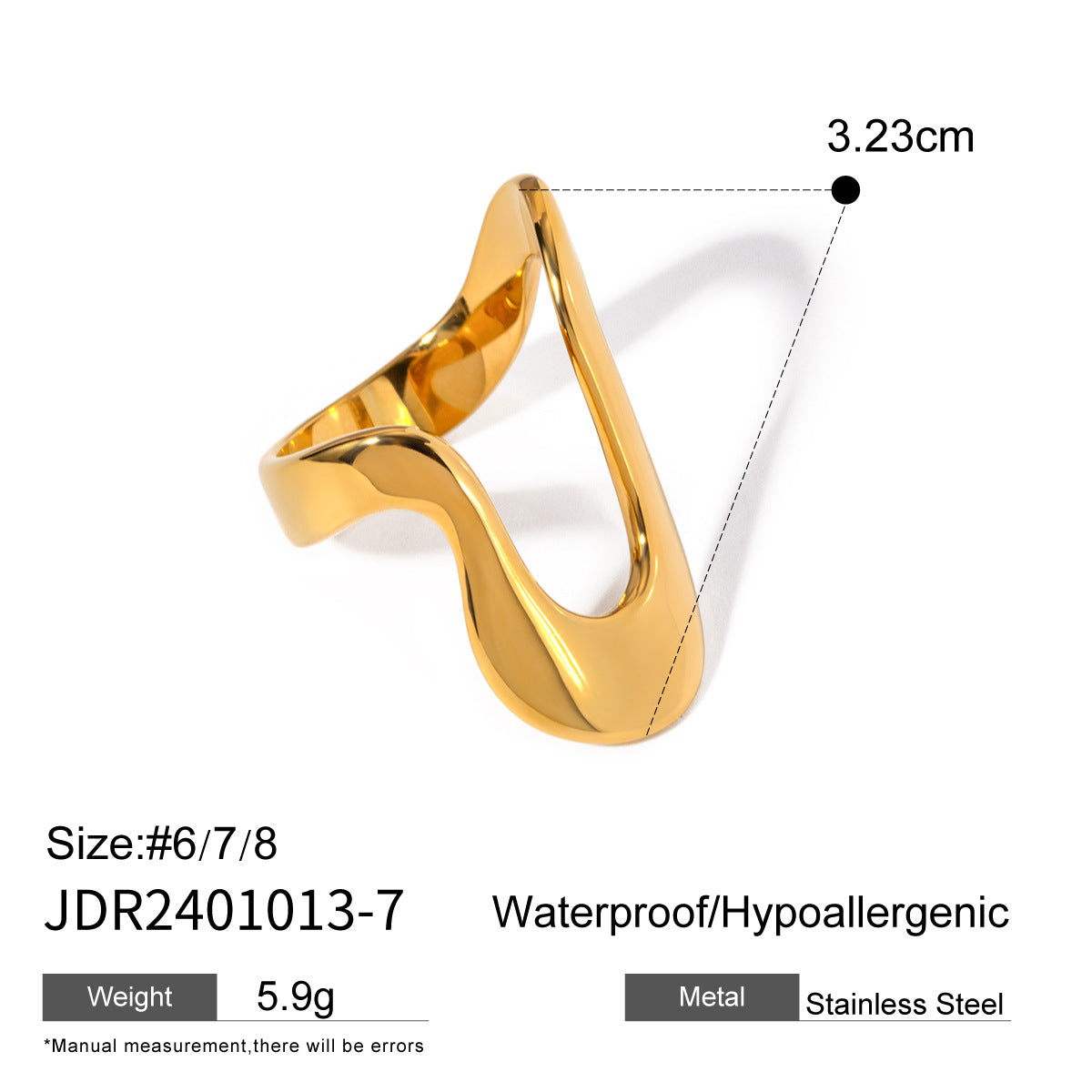 Ding Stainless Steel Gold Eye-catching High-grade Rings